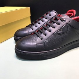 Fendi Black Matte Calfskin Casual Shoes With Bag Bugs Eyes For Men