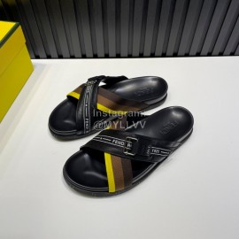 Fendi Leather Ribbon Sports Cross Slippers For Men