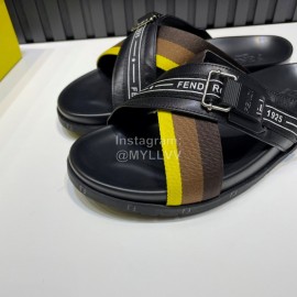 Fendi Leather Ribbon Sports Cross Slippers For Men