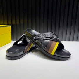Fendi Leather Ribbon Sports Cross Slippers For Men