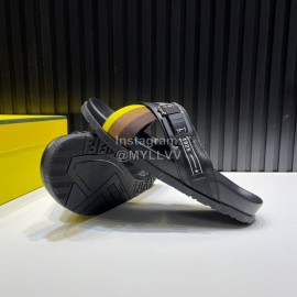 Fendi Leather Ribbon Sports Cross Slippers For Men