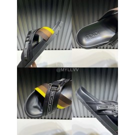 Fendi Leather Ribbon Sports Cross Slippers For Men
