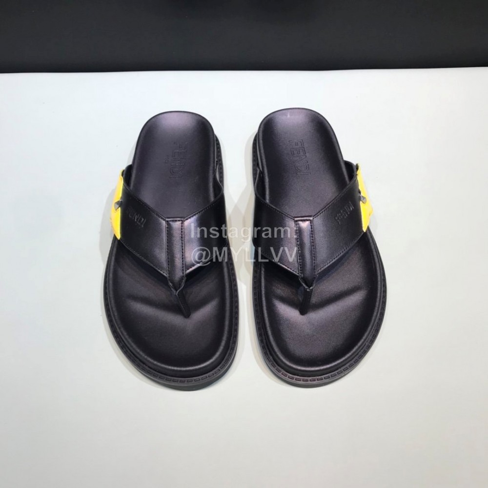Fendi Leather Flip Flops With Bag Bugs Eyes For Men