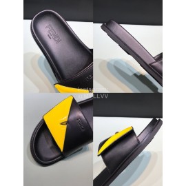 Fendi Leather Slippers With Bag Bugs Eyes For Men