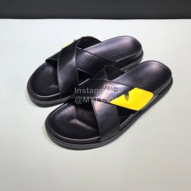 Fendi Leather Cross Slippers With Bag Bugs Eyes For Men