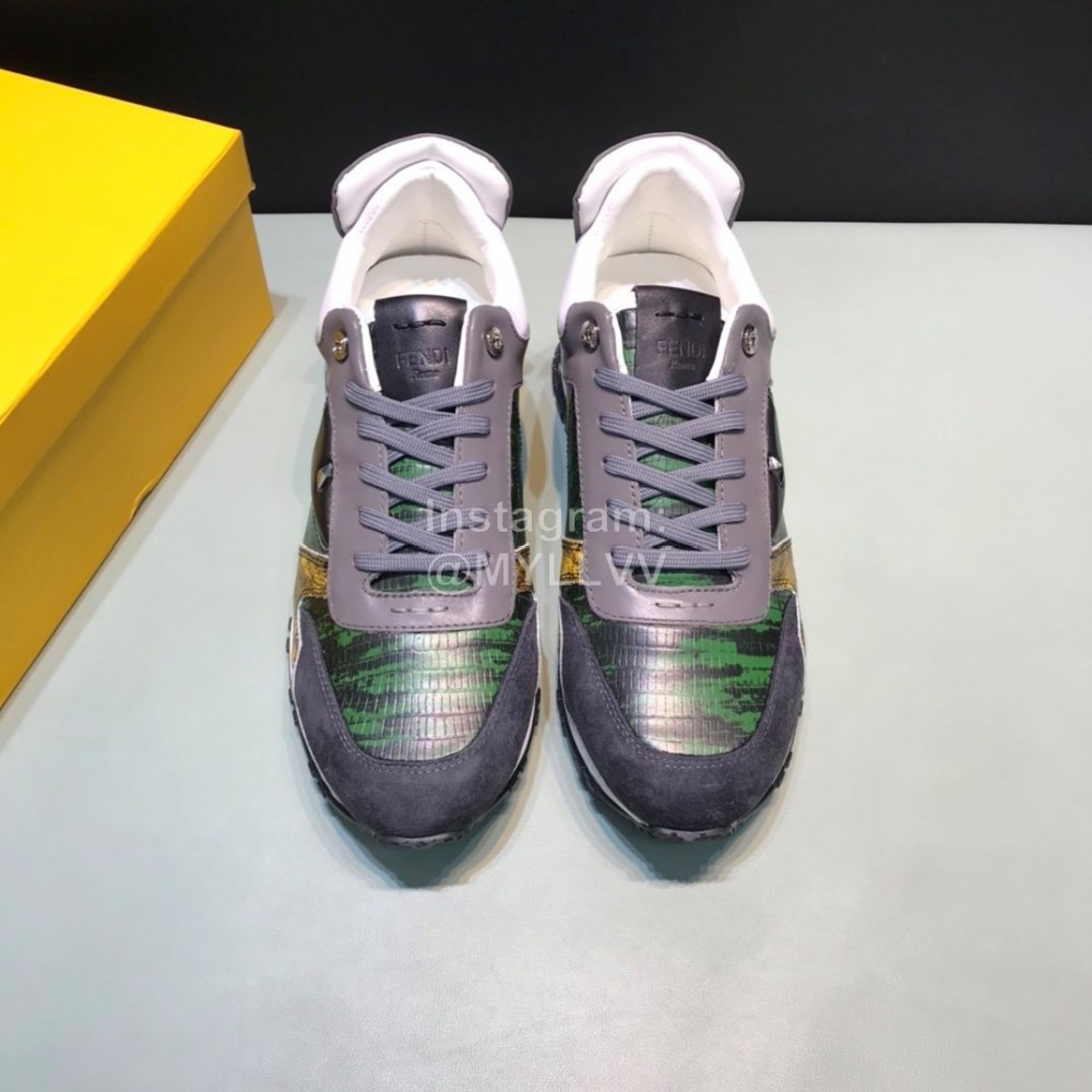 Fendi Matte Calfskin Casual Sneakers For Men Green