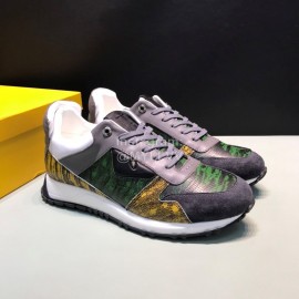 Fendi Matte Calfskin Casual Sneakers For Men Green