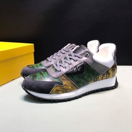 Fendi Matte Calfskin Casual Sneakers For Men Green