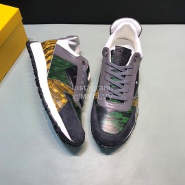 Fendi Matte Calfskin Casual Sneakers For Men Green