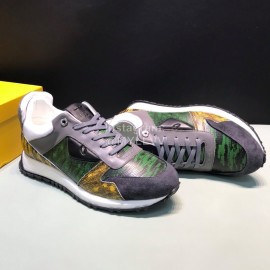 Fendi Matte Calfskin Casual Sneakers For Men Green