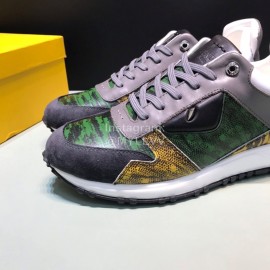 Fendi Matte Calfskin Casual Sneakers For Men Green