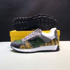 Fendi Matte Calfskin Casual Sneakers For Men Green