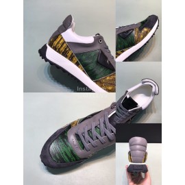 Fendi Matte Calfskin Casual Sneakers For Men Green