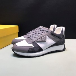 Fendi Matte Calfskin Casual Sneakers For Men Gray