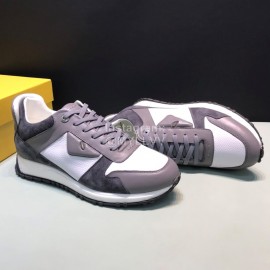 Fendi Matte Calfskin Casual Sneakers For Men Gray