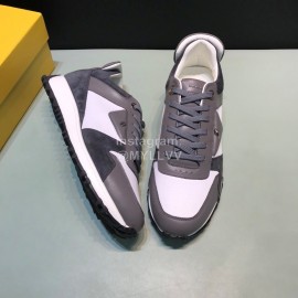 Fendi Matte Calfskin Casual Sneakers For Men Gray