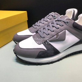 Fendi Matte Calfskin Casual Sneakers For Men Gray