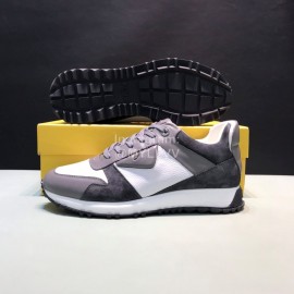 Fendi Matte Calfskin Casual Sneakers For Men Gray