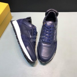 Fendi Matte Calfskin Casual Sneakers For Men Navy