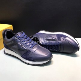Fendi Matte Calfskin Casual Sneakers For Men Navy