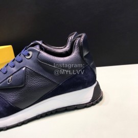 Fendi Matte Calfskin Casual Sneakers For Men Navy