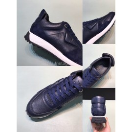 Fendi Matte Calfskin Casual Sneakers For Men Navy