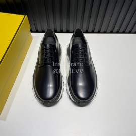 Fendi Black Leather Thick Soled Shoes For Men 