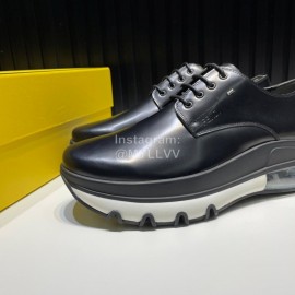 Fendi Black Leather Thick Soled Shoes For Men 