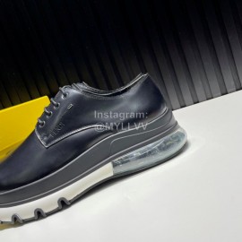 Fendi Black Leather Thick Soled Shoes For Men 