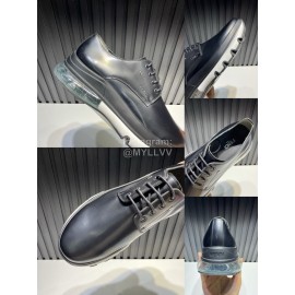 Fendi Black Leather Thick Soled Shoes For Men 