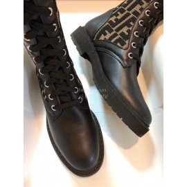 Fendi Fashion Calf Knitted Short Boots For Women Coffee