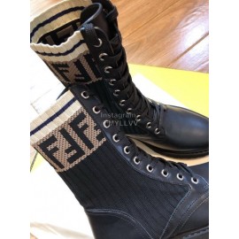 Fendi Fashion Calf Knitted Short Boots For Women Black