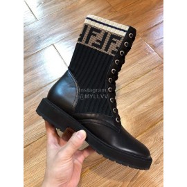 Fendi Fashion Calf Knitted Short Boots For Women Black