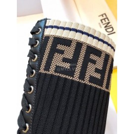Fendi Fashion Calf Knitted Long Boots For Women Black