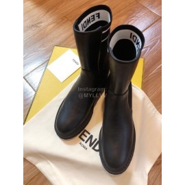 Fendi Fashion Black Calf Knitted Short Boots For Women