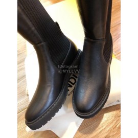 Fendi Fashion Black Calf Knitted Short Boots For Women