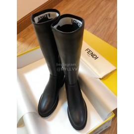 Fendi Fashion Black Calf Knitted Long Boots For Women