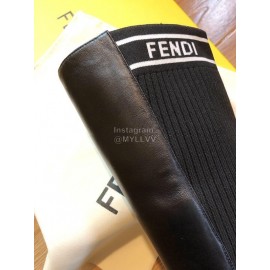 Fendi Fashion Black Calf Knitted Long Boots For Women