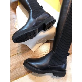 Fendi Fashion Calf Knitted Knee High Boots For Women Black