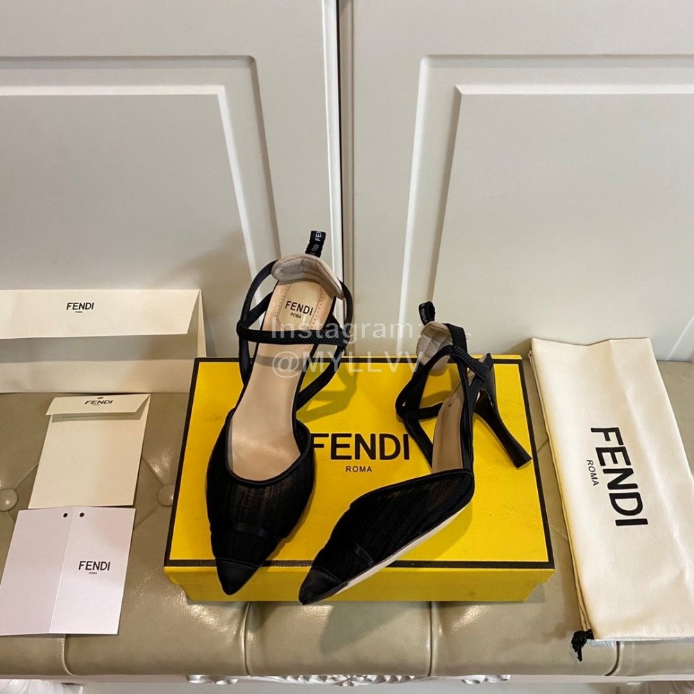 Fendi Fashion High Heel Sandals For Women Black