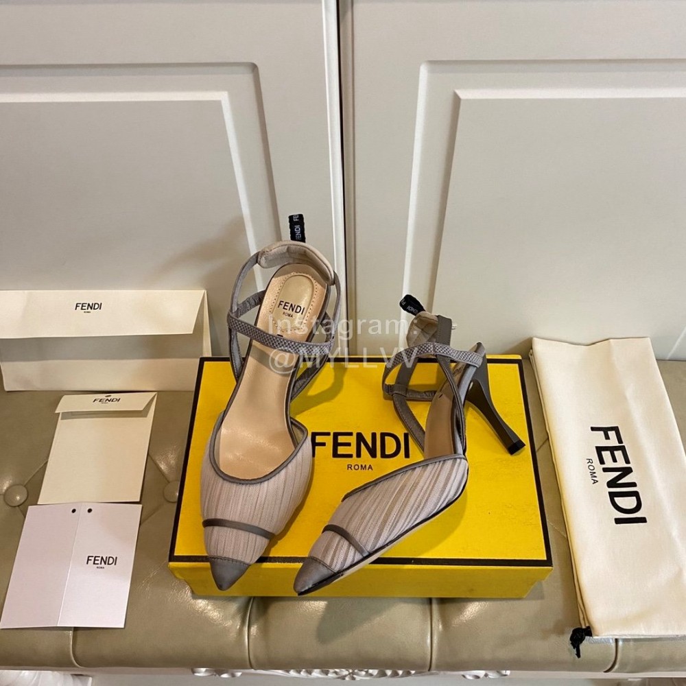 Fendi Fashion High Heel Sandals For Women Gray