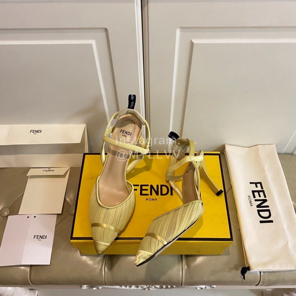 Fendi Fashion High Heel Sandals For Women Yellow