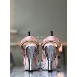 Fendi New Jacquard Ribbon Sheepskin High Heel Sandals For Women White