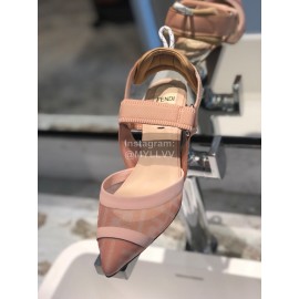 Fendi Fashion Jacquard Ribbon Sheepskin High Heel Sandals For Women
