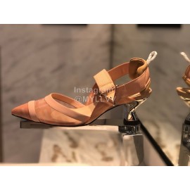 Fendi Fashion Jacquard Ribbon Sheepskin High Heel Sandals For Women