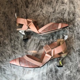 Fendi Fashion Jacquard Ribbon Sheepskin High Heel Sandals For Women