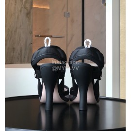 Fendi Fashion Jacquard Ribbon Sheepskin High Heel Sandals For Women Gray