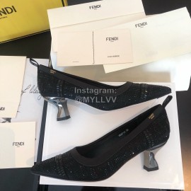 Fendi Black Silk Leather High Heels For Women 