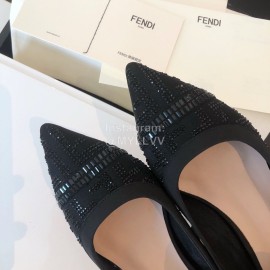 Fendi Black Silk Leather High Heels For Women 