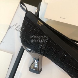Fendi Black Silk Leather High Heels For Women 